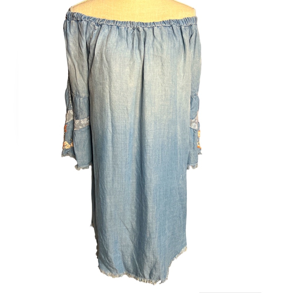 Billy T Cold Shoulder Button Down Back Denim Dress - image 1